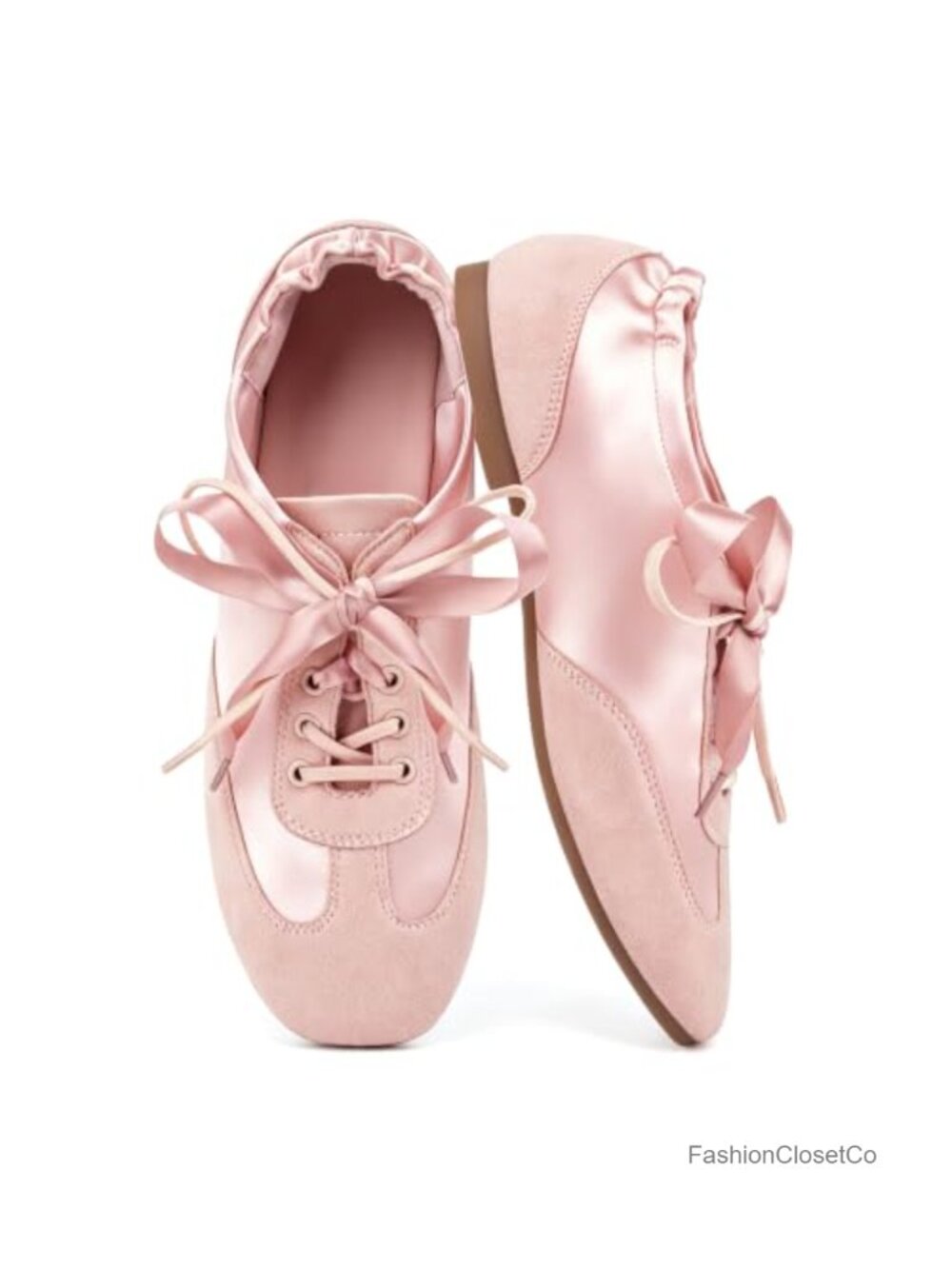 Satin Ballet Sneakers Square Toe Fashion Sneaker Lace Up Lightweight Foldable